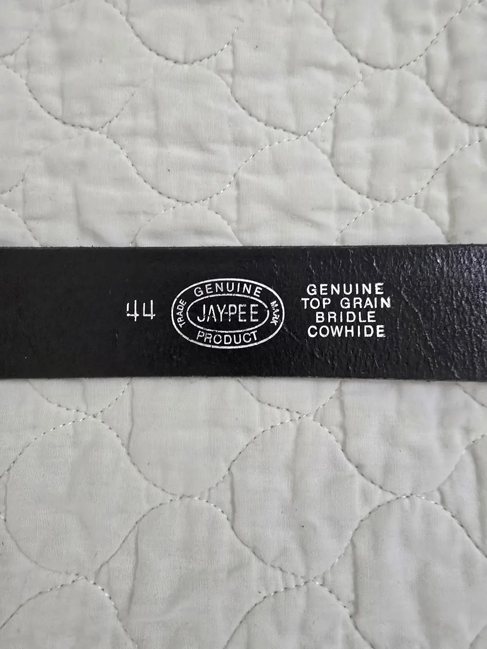 NWOT JayPee Men's Size 44 Black Leather Belt Gold Buckle 1 5/8